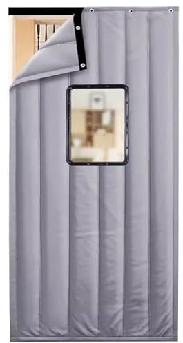 WHYATT Wärmeschutzvorhang, Türvorhang, Wärmeisolierter Türvorhang, Schalldichte, Geräuschreduzierende, Winddichte Tür (Color : Grey, Size : 35.4x86.6in/90x220cm)
