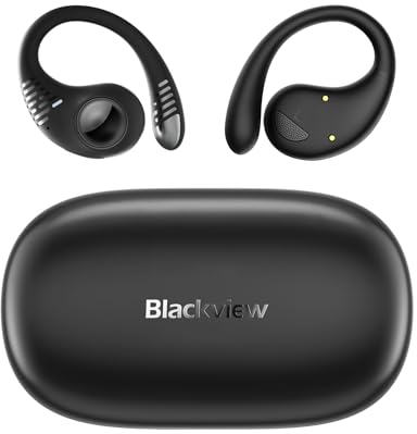 Blackview AirBuds 10 Open Ear Kopfhörer, Bluetooth Kopfhörer Sport mit Ohrhaken, Kabellos Bluetooth 5.3 Open Ear Sportkopfhörer, Duales Mikrofon Klarer Anruf, Touch-Steuerung, für Running Workout