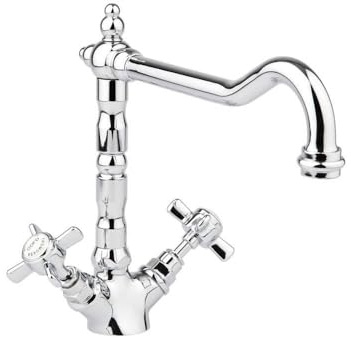 Milano Elizabeth French Kitchen Sink Mixer Tap Crosshead Handles - Chrome