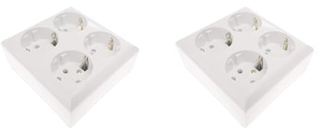 REV Steckdose Aufputz 4fach, 110x110x43mm, Mehrfachsteckdose für Aufputzmontage, 16A, 230V~, IP20, weiss (Packung mit 2)