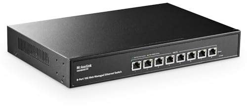 MokerLink Commutateur géré 10 Gigabit 8 ports, prend en charge la négation automatique 10G/5G/2.5G/1000M, bande passante 160 Gbps, Smart Web Managed, commutateur Ethernet à montage en rack métallique