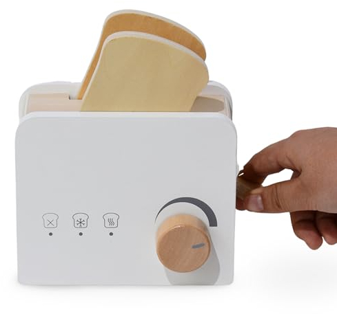 Mamabrum Tostapane in Legno per Bambini dai 3 Anni - Giocattolo per Giochi di Ruolo da Chef con Accessori per la Cucina, Macchina per Panini, Gioco Creativo di Cucina