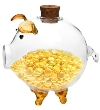 Lembeauty Hucha Cerdito | Hucha Transparente con Forma De Cerdito | Hucha Portátil Y Transparente | Monedero Transparente para Niñas Niños Cumpleaños