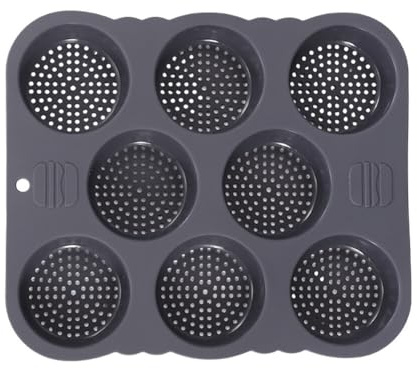 URFEDA - Molde para pan de hamburguesas, molde de silicona, 8 cavidades, molde redondo para pan de hamburguesa antiadherente con porosidad densa para placa de horno de casa panadería y restaurante