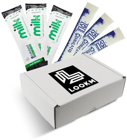 Milk and Sugar Sachets Bundle - Handy Travel Pack - 50 Individual Milk & 50 Individual Sugar - Lookm Exclusive