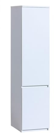 MINIO go for it - Kleiderschrank ARCCA 45 cm Breit Schrank mit 2 Türen | Schmal Garderobenschrank, 1 Kleiderstange, Mehrzweckschrank, Weiß - B:45cm x H:195cm x T:52cm