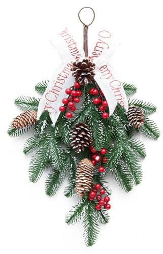 Schwamm Weihnachtskranz mit Tannenzapfen und KüNstlicher Roter Beere und Schleifenschleife für Wanddekorationen an der HaustüR