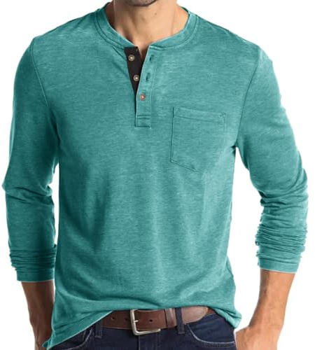 T Shirts Männer Henley Shirt Herren Langarm Poloshirt T Shirt