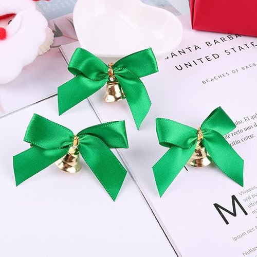 Anevous 20 Stück Weihnachtsschleifen mit Glöckchen, Weihnachtsbaum Deko Schleife Weihnachts Dekorationsschleife für Weihnachtskranz, Party, Weihnachtsbaum, Basteln, Geburtstag, Hochzeit,Grün