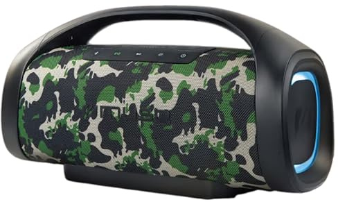 MUSE 300 Watt Camouflage tragbarer Bluetooth Lautsprecher, Splash-Proof, schwarz, mit farbwechselnden LED-Lichtern, Wireless und Stereo Pairing, ideal für Outdoor, Wassergeschützt (IPX6)