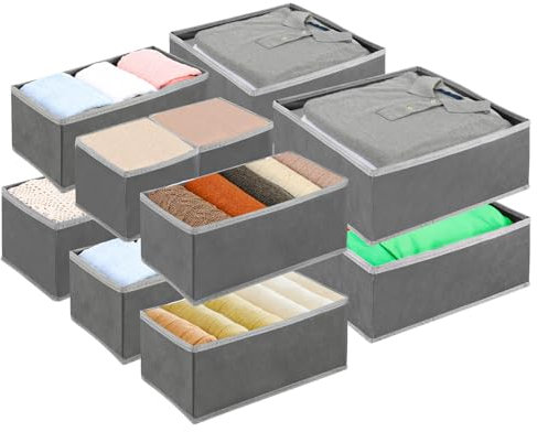 Exyvox 12 organizadores de armario, caja de almacenamiento plegable lavable, cajón divisor de tela, apto para sujetadores, calcetines, corbatas