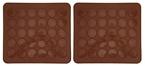 ZJchao Tapetes para Hornear de Silicona para Macarrones, Tapete para Repostería, 2 Piezas, Tapete de Silicona para Hornear con 30 Orificios, Tapetes para Repostería para Enrollar Masa