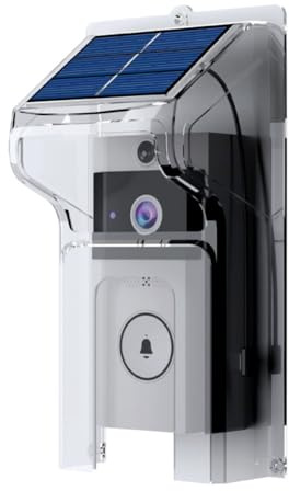 Sonnette vidéo sans Fil avec Couvercle de Pluie sans Fil avec Camera Chargeur Solaire pour vidéo et Toutes Les et caméras vidéo alimentées par Batterie de Type C, Charge Continue étanche