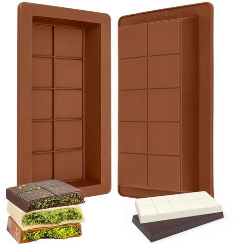 Bomtop 2 Pezzi Stampo Cioccolato Tavoletta, Stampi per Cioccolato, Stampo Cioccolato Dubai, Stampi in silicone, Stampo per Tavoletta di Cioccolato Profonda per Compleanni, Halloween, Natale