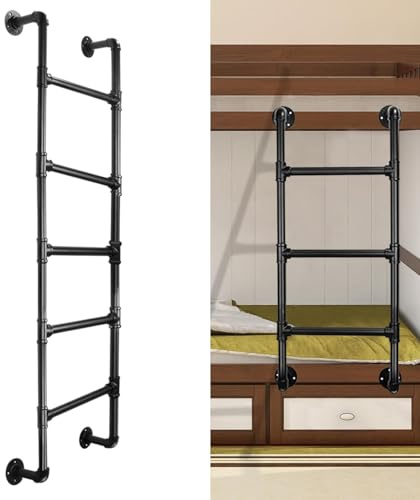 Metall-Hochbettleiter mit Doppel-Aufstiegshöhe für die Sicherheit im Notfall zu Hause, 4ft 5ft 6ft 7ft 8ft 9ft zur Wandmontage im Keller für Wohnungen im Innen- und Außenbereich – Größe anpassbar(110c