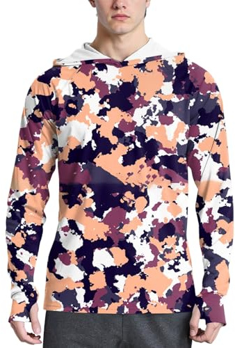 Générique Chemise Homme à Capuche UPF50 + UV Outdoor Vêtements de Protection Solaire Camouflage Séchage Rapide Hoodie Shirt D'extérieur Chemise