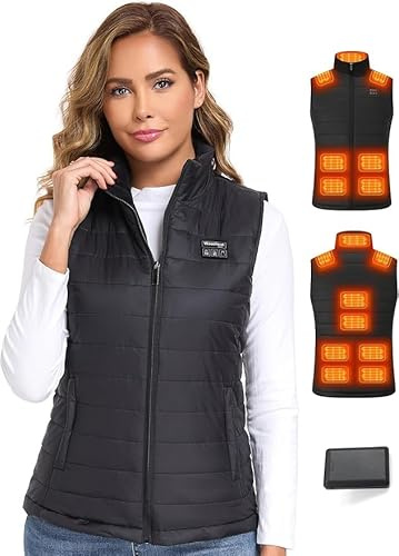 Baowenqier Heated Jacket Womens with 15 Heat Zones Heated Gilet with 10000mAh Power Bank 3 Heat Settings Heated Body Warmer for Outdoor Ski Riding Hiking
