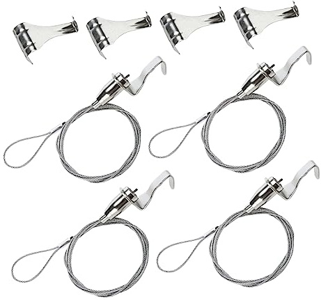SMASOLO 4 Sets Heavy Duty Picture Frame Hanger Kit with Wire Rope and Hooks for DIY Photo Wall Hanging Strong Load Bearing for Home and Office Decor