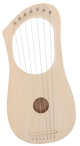 Holzleierharfe 7-saitig Satz für Anfänger und Musiker, Beige | Massivholz und Metall, Einfache Montage, Tiefe Bassklänge, für Moderne und Klassische Kompositionen