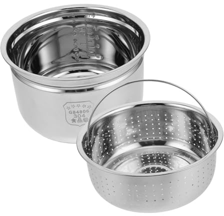 Hemobllo Cuve Intérieure Inox pour Cuiseur Électrique avec Panier Vapeur et Passoire à Riz et Facile à Nettoyer pour Cuisson à