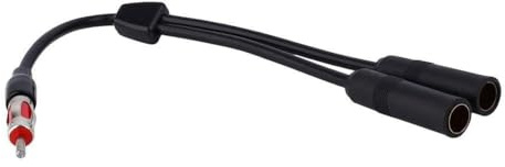 SUNGOOYUE Antena y Cable Divisor de 2 Hembras a 1 Adaptador Masculino, Cable de Extensión de Antena Negra para la Radio Automotriz de Automóvil, Plástico y Material de Metal