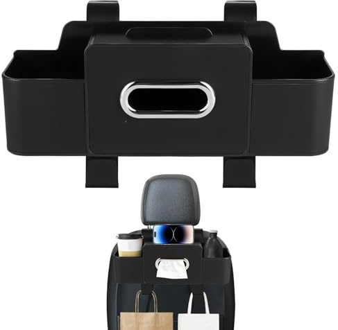 Kopfstütze Becherhalter Auto Rücksitz Organizer - Autositz Organizer Mit 2 Becherhaltern, Getränkehalter & Becherhalter Auto, Car Organizer Geeignet für Tissue Getränke Oder Tassen Lagerung (Schwarz)