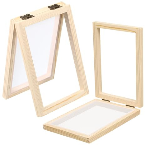Holz Papierbastelform für Kinder 2 Stück Selbstgemacht Papierbastelprojekt | Schöpfrahmen für Papier, Khaki, Holz und Kupfer, Leicht zu Reinigen, Einfache Handhabung