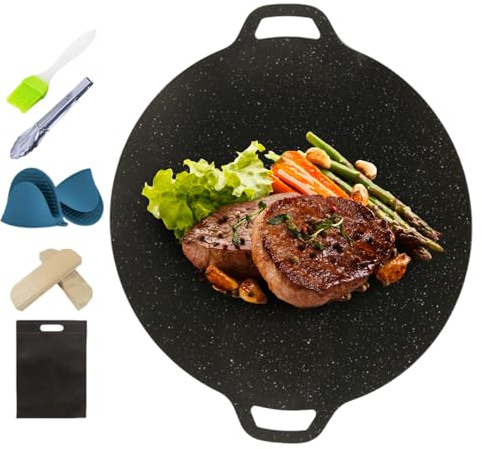 Poêle grill coréenne, poêle circulaire antiadhésive pour flamme Viva | de grille multifonctionnelle, accessoire de cuisson portable pour camping, jardin, cour, pique-nique, barbecue en plein