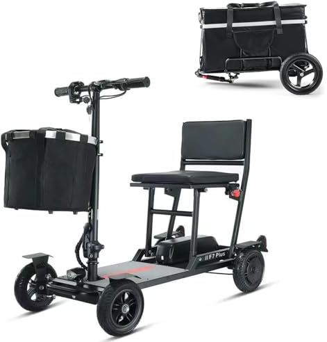 Freejoyer Seniorenmobil, Elektromobil für Senioren mit Körbchen bis zu 60km, Faltbare Lightweight Elektromobil, F7plus mit Heckanhänger (Grau)