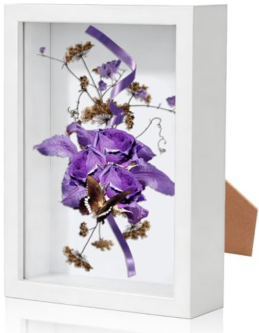 3D Cadre Objet en Bois DIY, 20.5 x 29cm Cadre Photo 3D à Remplir A4, Blanc Cadre Photo A4 Profond à Remplir avec Une Feuille Acrylique, pour Médailles, Photos, Cadeaux, Fleurs Séchées, Présentoir