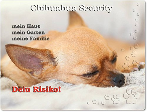 Merchandise for Fans Warnschild - Schild aus Aluminium Größe: 15x20cm - Motiv: Chihuahua Security (01)