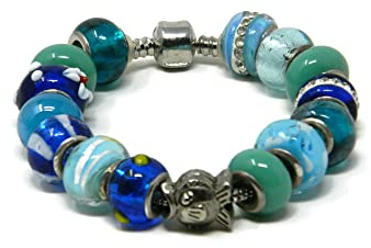 DodiGioielli Bracciale Donna Componibile con Rondelle di Resina Turchese e Charm Pesciolino – Gioiello Artigianale Made in Italy, Metallo Argentato Nickel Free, 19 cm