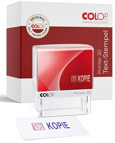 Colop 100639 sello de texto Printer 20 con texto Copia con huellas pictograma, Azul/Rojo, en caja plegable