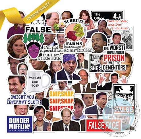 50 PCs The Office Stickers Pack - Waterproof Vinyl Decals With Michael, Dwight, Jim - Funny for Laptops, Computers, Hydro Flasks, Water Bottles