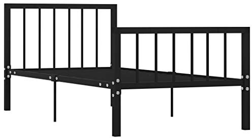 vidaXL Bettgestell Bett Metallbett Schlafzimmerbett Einzelbett Bettrahmen Schlafzimmermöbel Ehebett Lattenrost Schwarz Metall 90x200cm