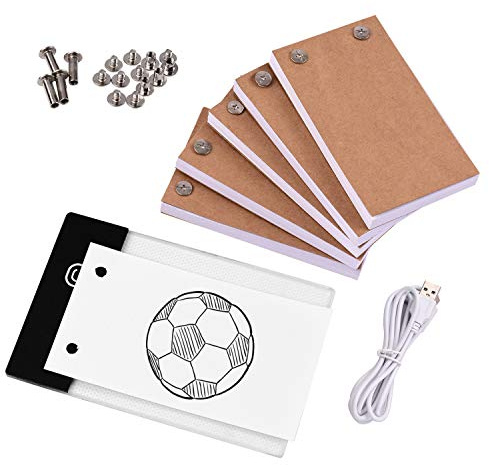 Rantoloys Flip Book Kit with Light Pad LED Light Box Tablet 300 Sheets Drawing Paper Flipbook with Binding Screws for Drawing Tracing Animation Sketching Cartoon Creation