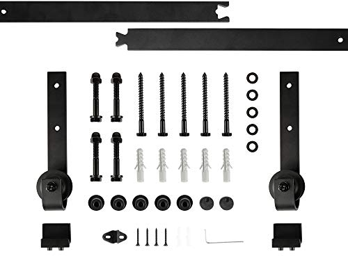 Système de Porte Coulissante, Kit de Rail pour Porte Coulissante, Rail + Roulette, 200 cm (Classique)