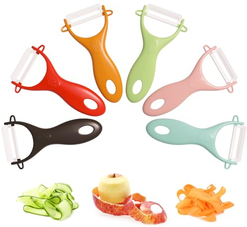 Trez Treamer 6PCS Vegetable Peeler Set with Sharp Blade,Ceramic Apple Peeler Potatoes & Potato Peeler Veggie Peeler Fruit Peeler Carrot Y Peeler Utral Fast Peeling without Rust for Kitchen