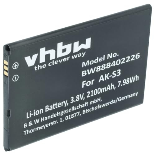 vhbw Akku kompatibel mit Emporia Smart 3 Handy Smartphone Senioren Telefon (2100 mAh, 3,8 V, Li-Polymer)