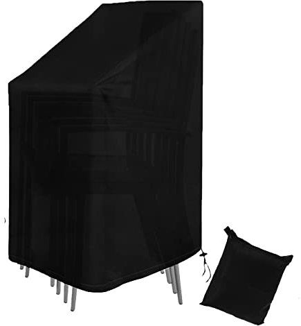 Rouzin Copertura per sedie da giardino impermeabile – 420D Oxford custodia protettiva per sedie da giardino, 75 x 75 x 120 cm, copertura per sedie impilabili, resistente ai raggi UV