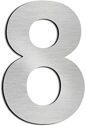 nanlyiau 5in/12.5cm Numero civico in acciaio inossidabile con retro adesivo, realizzato in solido acciaio inossidabile 304, aspetto in rilievo.altezza (5in number 8)