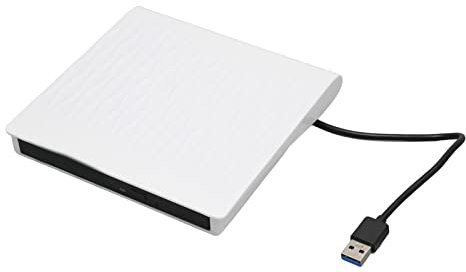 Externes DVD Laufwerk, Hochgeschwindigkeits USB 3.0, Plug and Play, Kompatibel für Windows XP/2003/Vista/7/8.1/10, Linux und Alle Betriebs Systeme, CD/DVD Laufwerk für PC, Ultra Book und Netbook(Weiß)
