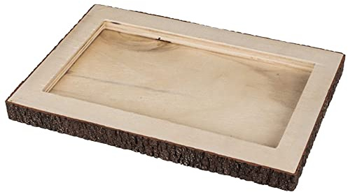 mtb more energy Deko Tablett ''Rustico'' - unbehandeltes Holztablett mit Deko-Baumrinde - 30x20 cm - Dekoration Bar Serviertablett Rustikal
