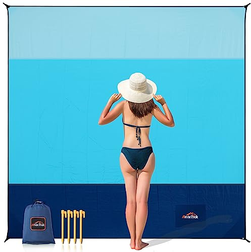 AnorTrek strandfilt sandfri, extra stor vattentät strandhandduk, 300 x 300 cm, sandfri strandfilt, snabbtorkande, lätt, mjuk och hållbar, för strand, camping, picknick, trädgård
