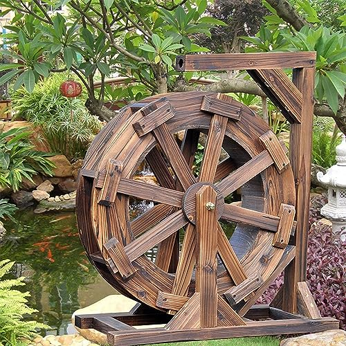 Fuente De Rueda Hidráulica De Madera Fuente De Jardín Decoración Waterscape Cascada Bomba De Agua Fuente De Diseño De Madera Fuente Independiente Al Aire Libre Balcón Jardín Jardín ( Size : 80cm(31.5i