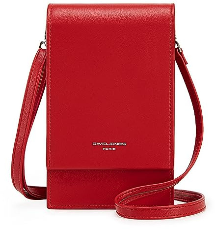 David Jones - Damen Handy Umhängetasche - Handytasche PU Leder Telefon Kleine Tasche Frau - Schultertasche Mini Handtasche Crossbody Bag - Abendtasche Alltag Mode Elegant Reise Arbeit - Rot