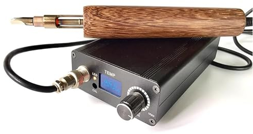 Leder Elektrische Heizung Presse Werkzeug 40-700℃ Einstellbar mit 5 Stück Spitzen (1/1,5/2/3/4mm) für Leder Handwerk Randscoring Nut Kerbe
