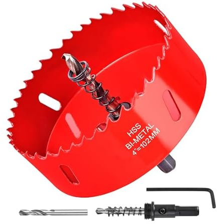 4 Inch / 102mm HSS Bi-Metal Hole Cutter with Pilot Drill Bit, Hole Saw for Wood, Plastic, Drywall, Metal Sheet
