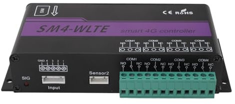 Interruttore relè di Controllo Remoto GSM 4G a 4 con Porte per Sensori di umidità di Temperatura, Spina Europea in Alluminio da 100 a 240 V per Monitoraggio Allarme Interruzione