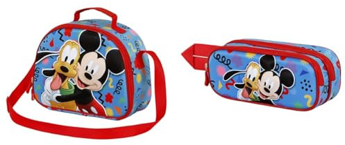 Disney Topolino Mates - Borsa Porta Merenda 3D + Astuccio Doppio 3D